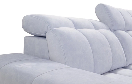 Narożnik z funkcją spania Luigi IV szary popiel lewostronny elegancki narożnik do salonu wykonany z miękkiej tkaniny typu velvet