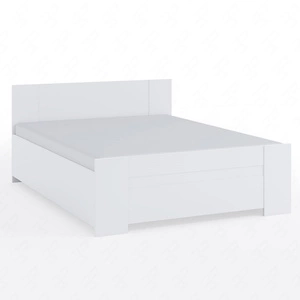 Łóżko Rico 160x200 cm z pojemnikiem na pościel białe idealne łóżko do sypialni obrzeża wykończone okleiną ABS ponadczasowy design