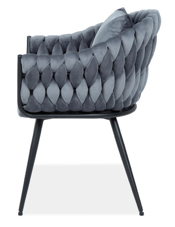 Krzesło plecione Nuvo 47x53 cm szare nowoczesne oraz designerskie krzesło industrialne na metalowym stelażu