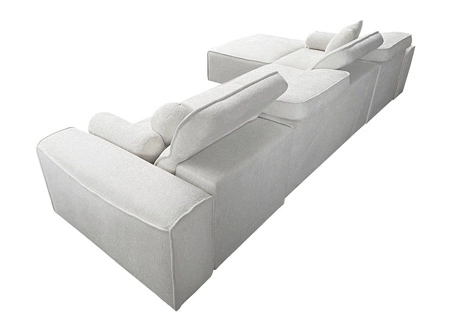 Narożnik z funkcją spania Viano XII patynowy lewostronny stylowy narożnik o ciekawym kształcie regulowane zagłówki ozdobne poduszki