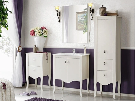 Lustro łazienkowe Elisabeth 60x80 cm dekoracyjne lustro w białej drewnianej ramie nowoczesny i funkcjonalny dodatek do łazienki