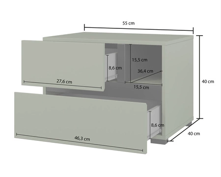 Zestaw mebli do sypialni Cross dąb wotan eleganckie i uniwersalne meble do sypialni geometryczny kształt pojemne szuflady