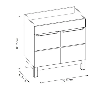 Szafka pod umywalkę Bali 80 cm beżowy / dąb wotan nowoczesna szafka do łazienki osadzona na stabilnych nogach oryginalny design