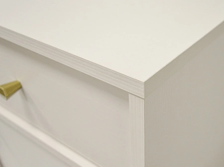 Komoda Kioto I 125 cm beżowa minimalistyczna forma idealna komoda do sypialni salonu lub pokoju młodzieżowego złote dodatki