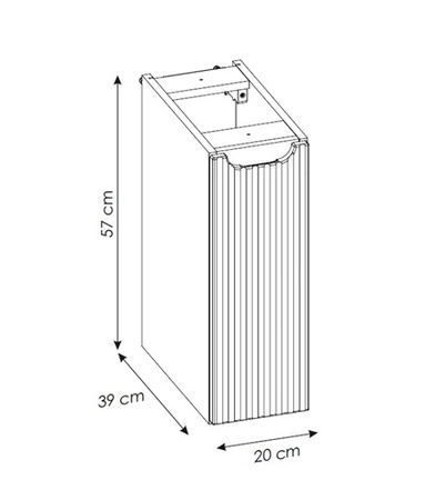 Zestaw mebli łazienkowych Nova biały / dąb coast evoke stylowe szafki łazienkowe z eleganckim pionowym ryflowaniem frezowane uchwyty