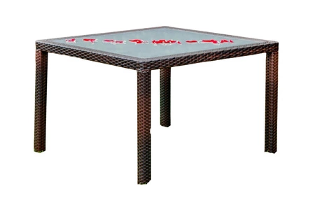 Stół ogrodowy Eccellente 100x100 cm brązowy lekka konstrukcja stolika idealny na taras elegancki design wykonanie z technoranttanu