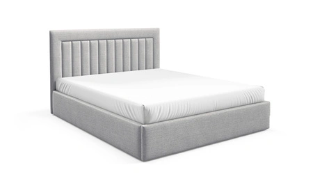Łóżko tapicerowane Togo 140x200 szary popiel eleganckie i funkcjonalne łóżko do sypialni gustowne pionowe przeszycia na wezgłowiu