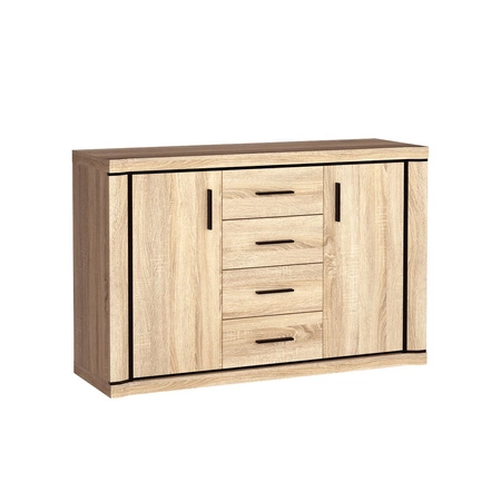 Zestaw mebli do salonu Dallas dąb sonoma / czarny elegancka stylistyka mebli wzbogacona o stylowe czarne dodatki