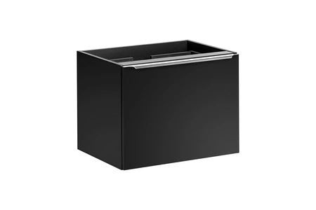 Szafka pod umywalkę nablatową Santa Fe 60 cm czarna ponadczasowa kolorystyka podkreślona metalowym chromowanym uchwytem krawędziowym