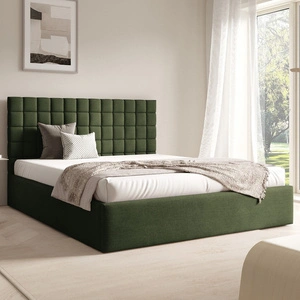Łóżko tapicerowane Graso 180x200 zielone nowoczesne i eleganckie łóżko gustowny symetryczny wzór na wezgłowiu pojemnik na pościel