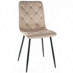Krzesło tapicerowane Jerry ciemny beż nowoczesne oraz funkcjonalne krzesło do jadalni z metalowymi nogami