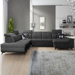 Narożnik z funkcją spania Buffalo X grafitowy prawostronny funkcjonalny i komfortowy narożnik do pokoju z pojemnikami na pościel