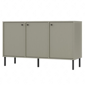 Komoda Kioto II 125 cm eukaliptus minimalistyczna forma idealna komoda do sypialni salonu lub pokoju młodzieżowego czarne uchwyty