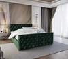 Łóżko tapicerowane Viamao 140x200 butelkowa zieleń z pojemnikiem w nowoczesnym skandynawskim stylu z pikowanym wezgłowiem oraz zanóżkiem