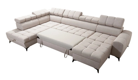 Narożnik z funkcją spania Bolmso VI miętowy prawostronny wygodny narożnik z regulowanymi zagłówkami dekoracyjne pikowania na siedzisku