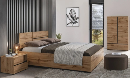 Komoda wysoka Cross 89 cm dąb wotan stylowy design komody z szufladą do sypialni prosta forma w nowoczesnym wydaniu