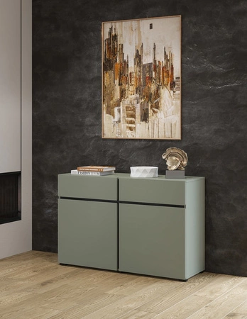 Komoda z szufladami Cross 119 cm zielona nowoczesny design idealna komoda do salonu sypialni lub biura prosta forma