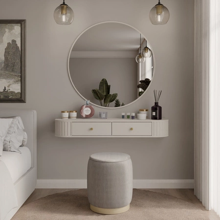 Lustro wiszące Ovalio 100 cm beżowe funkcjonalne okrągłe lustro doskonały dodatek do toaletki przedpokoju oraz sypialni