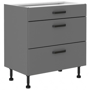 Szafka kuchenna stojąca z szufladami Verdi 80 D 3S BB szafka odporna na działanie wilgoci i uszkodzenia czarny metalowy uchwyt