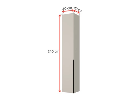 Szafa Slim 40 cm beżowa funkcjonalna szafa modułowa jednodrzwiowa słupek idealny do niewielkich przestrzeni stylowy uchwyt