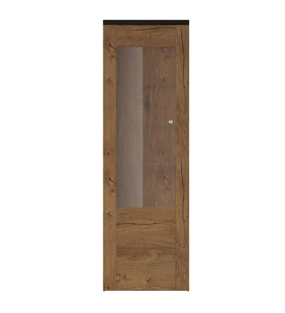 Witryna Larona 65 cm dąb lefkas / touchwood elegancka witryna do salonu prosta bryła idealna do każdego wnętrza elementy z bezpiecznego szkła hartowanego