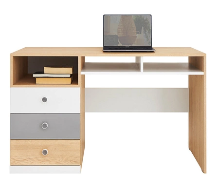 Zestaw mebli Pixel dąb biszkoptowy / biały / szary idealna propozycja do pokoju młodzieżowego lub dziecięcego w modnym stylu