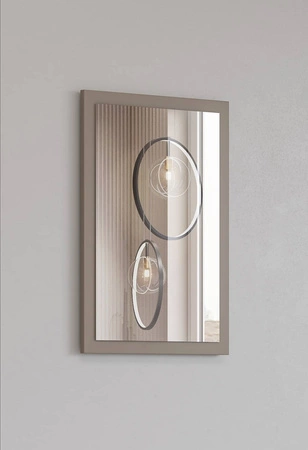 Lustro wiszące Cross 60x40 cm ciemny beżowy funkcjonalny dodatek do przedpokoju lub garderoby nowoczesny design