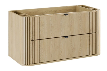 Szafka pod umywalkę Ovalia Cremona 100 cm dąb cremona elegancka szafka do łazienki o zaoblonym kształcie wyraziste pionowe ryflowania