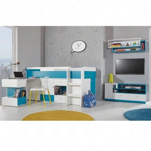Zestaw mebli dziecięcych Mobi 7 biały / turkus idealna propozycja do pokoju młodzieżowego lub dziecięcego w modnym stylu