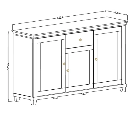 Komoda z szufladą Evora 160 cm beżowa / dąb dunin funkcjonalna idealna do wnętrz w stylu nowoczesnym klasycznym i skandynawskim