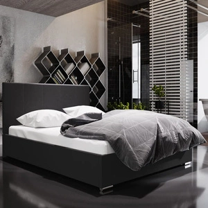 Łóżko tapicerowane Lugo 180x200 czarne z zagłówkiem w nowoczesnym stylu idealne do sypialni