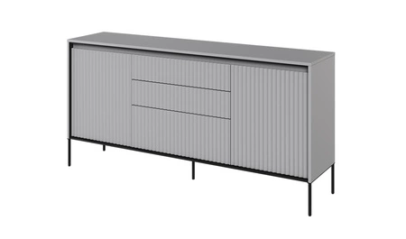 Komoda z szufladami Trend 166 cm szara funkcjonalna komoda o wyjątkowym designie ryflowane fronty z subtelnym oświetleniem