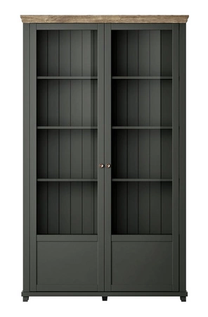 Witryna Evora 126 cm butelkowa zieleń / dąb lefkas zachwyci miłośników wyrazistych wnętrz idealna do salonu oraz jadalni