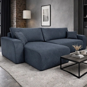 Narożnik z funkcją spania Fiesta XL ciemny szary uniwersalny w ustawieniu narożnik z pojemnikiem na pościel miękka pluszowa tkanina