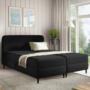 Łóżko kontynentalne Aberg 180x200 czarne nowoczesny minimalizm stylowe łózko do sypialni gładki zagłówek o zaokrąglonych rogach