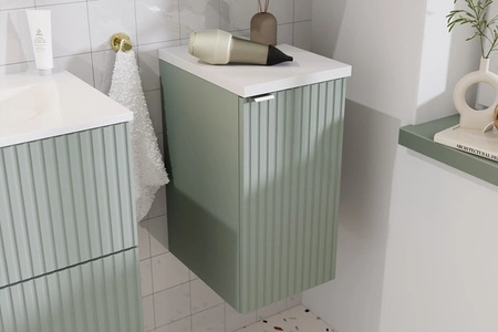 Szafka łazienkowa wisząca Line Reed Green 30 cm szałwiowa stylowa szafka z półką zapewni dodatkową przestrzeń do przechowywania