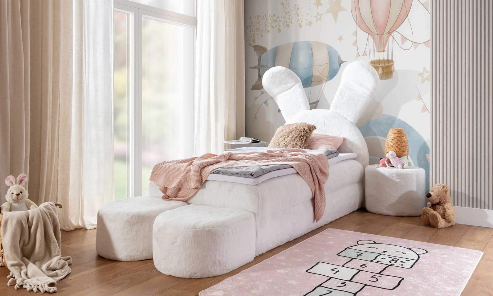 Łóżko kontynentalne Beti Plus 100x200 cm w kolorze białym Bunny 203.01