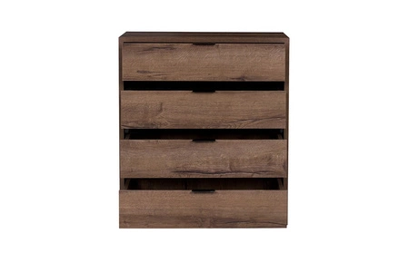 Komoda z szufladami Denver 81 cm dąb monastery / czarny połysk prosta komoda do sypialni salonu lub przedpokoju uchwyty krawędziowe