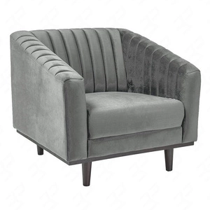 Fotel Asprey szary funkcjonalny oraz nowoczesny fotel kubełkowy komfortowy podczas wypoczynku drewniane nogi delikatne przeszycie oparcia