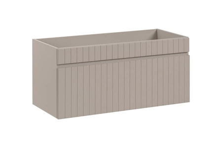 Szafka pod umywalkę Iconic 100 cm beżowa stylowy design szafki z eleganckimi ryflowaniami pojemna szuflada z systemem cichego domykania