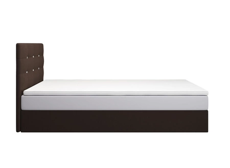 Łóżko kontynentalne Kingston 120x200 brązowe w nowoczesnym skandynawskim stylu z tapicerowanym zagłówkiem z kryształkami łóżko z pojemnikiem