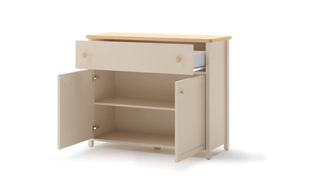 Komoda z szufladą Story 110 cm beżowy / dąb vincenza bielona stylowa komoda do pokoju dziecięcego prosta konstrukcja solidne wykonanie