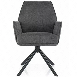 Krzesło tapicerowane Hugo Brego ciemny szary nowoczesne krzesło obrotowe z metalowymi nogami stylowe krzesło kubełkowe