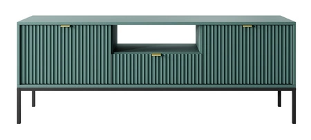 Szafka RTV Lovro 154 cm pastelowy zielony nowoczesny design zachwyci miłośników wyrazistych wnętrz