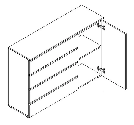 Komoda z szufladami Simple 138 cm dąb riviera funkcjonalny mebel do pokoju młodzieżowego salonu lub biura