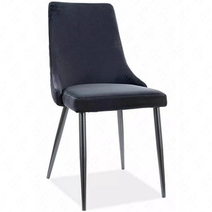 Krzesło tapicerowane Piano B czarne nowoczesne oraz funkcjonalne krzesło do jadalni z metalowymi nogami