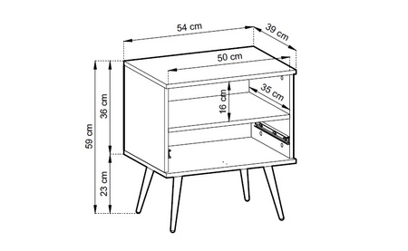Szafka nocna z szufladą Luxury czarna elegancki design korpus zwieńczony złotą listwą szafka wsparta na złotych metalowych nogach