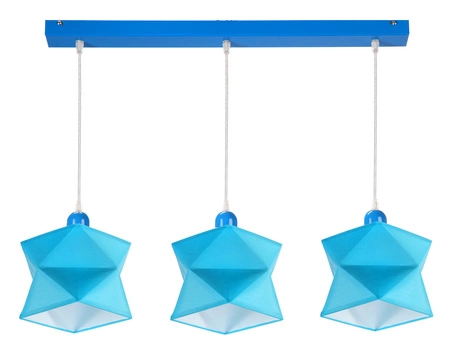 Lampa wisząca potrójna Quasar designerska lampa sufitowa do salonu z bawełnianym abażurem i metalową podstawą