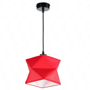 Lampa wisząca Quasar 20 cm czerwona / czarna designerska lampa sufitowa do salonu z bawełnianym abażurem i metalową podstawą