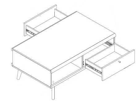 Stolik kawowy z szufladami Primo 107 cm dąb riviera / biały nowoczesny design obrzeża stolika wykończone specjalną okleiną ABS